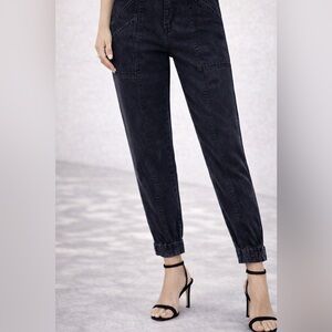 & Other Stories Utility Pants High Rise Pleated Ankle Black Womens 8